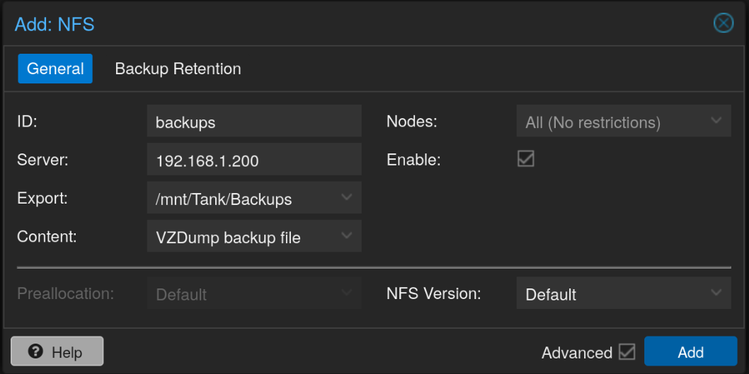 Proxmox NFS